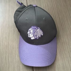Chicago Blackhawks NHL Hat Strapback Purple CIBC Sponsored Kick10 Cap